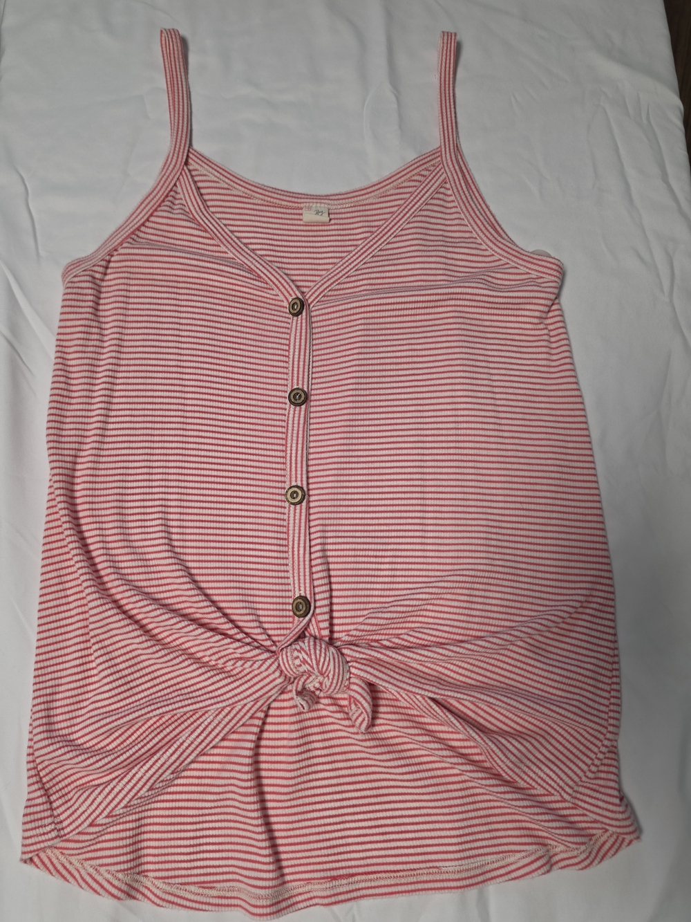 Striped Pink Button-Front Tie Tank Top